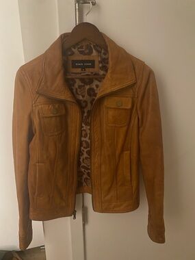 Black Rivet Cognac Genuine Leather Jacket